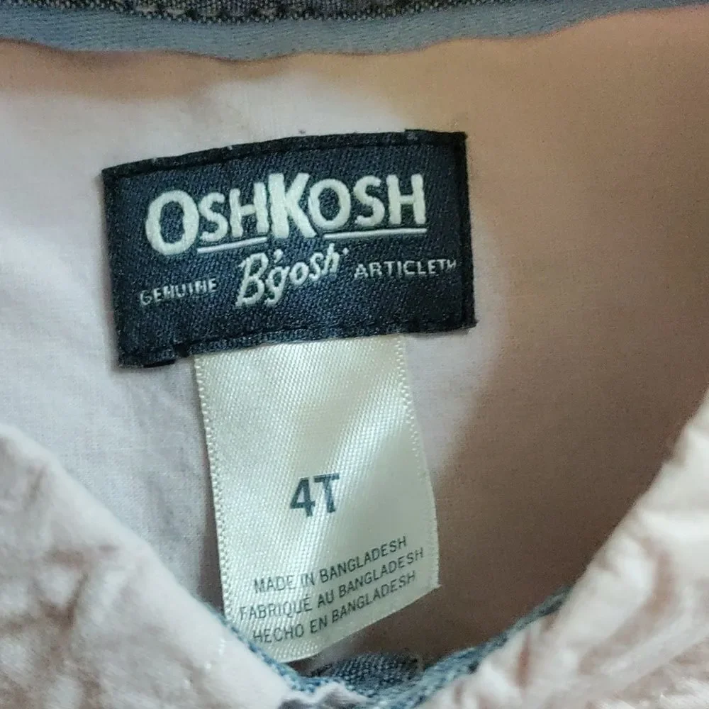 Oshkosh Button Down Shirt 4T Pink Cotton Pastel Pink Spring Easter